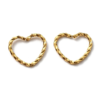 304 Stainless Steel Jump Rings, Open Jump Rings, Twisted, Heart Ring, Real 18K Gold Plated, 15 Gauge, 11.5x14x1.5mm, Inner Diameter: 8x11.5mm
