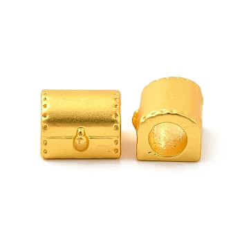 Rack Plating Alloy European Beads, Large Hole Beads, Lead Free & Cadmium Free & Nickel Free, Suitcase Box, Matte Gold Color, 9.5x10.5x7.5mm, Hole: 5mm