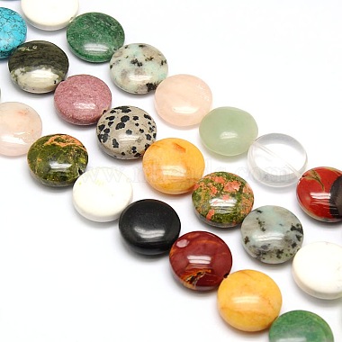 20mm Flat Round Mixed Stone Beads