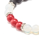 Bracelet extensible pierre de lave naturelle & opalite & pierres précieuses(BJEW-JB07712)-6