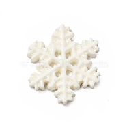 Christmas Theme Resin Cabochons, Snowflake, White, 21x19x3mm(RESI-C023-01Q)
