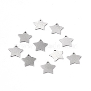 304 Stainless Steel Pendants, Double Side Drawbench, Stamping Blank Tag, Star, Stainless Steel Color, 10.5x11x1mm, Hole: 1mm(STAS-F271-04A-P)