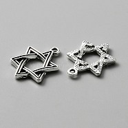 Tibetan Style Alloy Pendants, Star of David Charms, Antique Silver, 20x14.5x2mm, Hole: 1.4mm(FIND-CJC0012-045)