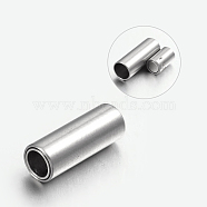 304 Stainless Steel Magnetic Clasps with Glue-in Ends, Column, Stainless Steel Color, 16x6mm, Hole: 4mm(X-STAS-L131-03)