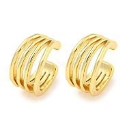 Brass Cuff Earrings, Ring, Real 18K Gold Plated, 12x7mm(EJEW-C104-143G)