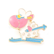 Animal Enamel Pins, Zinc Alloy Lapel Pin Backs for Backpack Clothes, Sheep in Skiing, 24x28mm(JEWB-S044-02C-G)