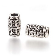 Tibetan Style Alloy Beads, Column, Antique Silver, 12x7mm, Hole: 4mm(PALLOY-WH0029-02AS)