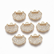 Brass Micro Pave Clear Cubic Zirconia Charms, Nickel Free, Bag, Real 18K Gold Plated, 11x13x2mm, Hole: 1.4mm(KK-R134-029-NF)