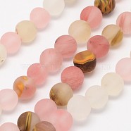 Tigerskin Glass Beads Strands, Frosted, Round, 10mm, Hole: 1mm, about 38pcs/strand, 14.9 inch(G-D693-10mm)