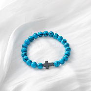 Synthetic Turquoise & Cross Stretch Bracelet(TO4713-4)