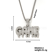 Fashionable Full Alloy Crystal Rhinestone GAME English Letter Pendant Necklaces for Street Rock, Platinum, 23.62 inch(60cm)(KS9469-2)