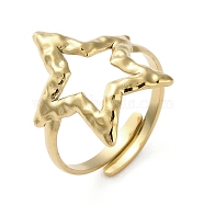 316 Stainless Steel Finger Rings, Star, Real 18K Gold Plated, US Size 6 1/4(16.7mm)(RJEW-C075-01G)