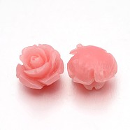 Synthetic Coral Beads, Flower, Nice For Jewelry DIY Making, Dyed, Pink, about 11mm wide, 11mm long, 8mm thick, hole: 0.5mm(DC77-8)