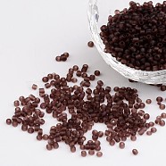 Glass Seed Beads, Frosted Colors, Round, Rosy Brown, Size: about 2mm in diameter, hole:1mm, about 6666pcs/100g(X1-SEED-A008-2mm-M16)