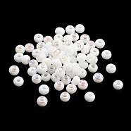 Glass Seed Beads, AB Color, Rondelle, White, 4x3mm, Hole: 1.2mm 368pc/bag.(GLAA-Q096-01D)