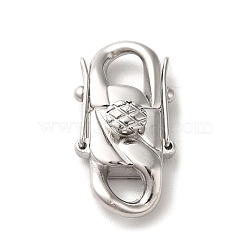 316 Surgical Stainless Steel Twister Clasps, Stainless Steel Color, 26x14x7.5mm, Hole: 5x5mm and 4.5x4.5mm(STAS-M313-01P-03)