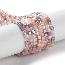 Gradient Color Electroplate Glass Bead Strands, Segmented Multi-color, AB Color Plated, Faceted, Cube, Rosy Brown, 2.5x2.5x2.5mm, Hole: 0.8mm, about 82pcs/strand, 18.11 inch(46cm)(GLAA-E042-05-B08)