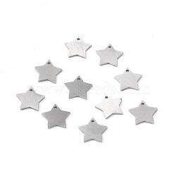 304 Stainless Steel Pendants, Double Side Drawbench, Stamping Blank Tag, Star, Stainless Steel Color, 10.5x11x1mm, Hole: 1mm(STAS-F271-04A-P)