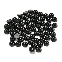 Natural Black Onyx(Dyed & Heated) Cabochons, Half Round, 4x2~2.5mm(G-H309-03-47)
