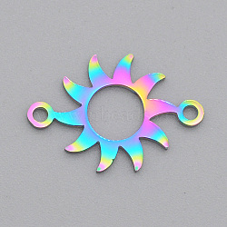 Ion Plating(IP) 201 Stainless Steel Links/Connectors, Laser Cut, Sun, Rainbow Color, 13x19x1mm, Hole: 1.5mm(STAS-T056-LA537)