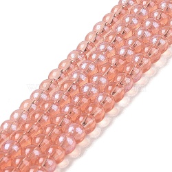 Glass Bead Strands, with Glitter Powder, Round, Light Salmon, 6x5.5mm, Hole: 1mm, about 142pcs/strand, 29.92''(76cm)(GLAA-K068-01A-02)