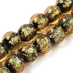 Handmade Dichroic Foil Glass Beads Strands, Rondelle, Dark Goldenrod, 11~11.5mm, Hole: 1.6mm, about 33pcs/strand, 13.27''(33.7cm)(DICH-U001-06B)