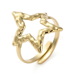 Ion Plating(IP) 316 Stainless Steel Finger Rings, Star, Real 18K Gold Plated, US Size 6 1/4(16.7mm)(RJEW-C075-01G)