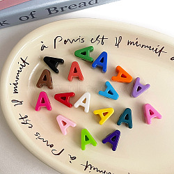 Opaque Acrylic European Beads, Large Hole Beads, Mixed Color, Letter A, 19.8~21x8.7~18.3x13.6~13.8mm, Hole: 6.3mm, 138~252pcs/500g(OACR-M027-01A)