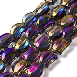 Electroplate Glass Beads Strands, Half Plated, Cat Shape, Purple, 8x10.5x5mm, Hole: 1.1mm, about 65pcs/strand, 25.20''(64cm)(EGLA-Q128-06A-FR08)