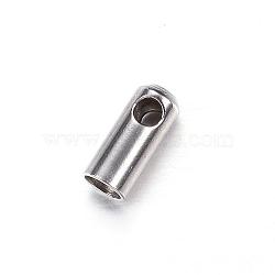 Tarnish Resistant 202 Stainless Steel Cord Ends, Stainless Steel Color, 7.5x3mm, Hole: 2mm, Inner Diameter: 2.5mm(STAS-P091-15)