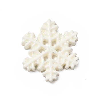 Christmas Theme Resin Cabochons, Snowflake, White, 21x19x3mm