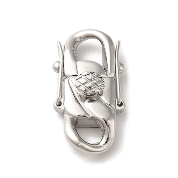316 Surgical Stainless Steel Twister Clasps, Stainless Steel Color, 26x14x7.5mm, Hole: 5x5mm and 4.5x4.5mm