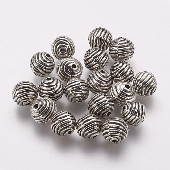 CCB Plastic Beads, Round, Grooved, Antique Silver, 9mm, Hole: 1mm