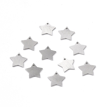 304 Stainless Steel Pendants, Double Side Drawbench, Stamping Blank Tag, Star, Stainless Steel Color, 10.5x11x1mm, Hole: 1mm