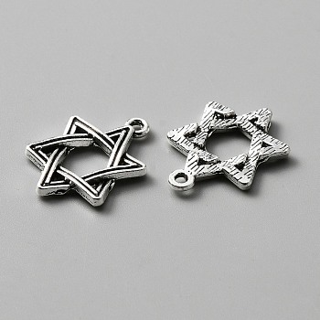 Tibetan Style Alloy Pendants, Star of David Charms, Antique Silver, 20x14.5x2mm, Hole: 1.4mm
