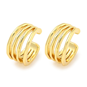 Brass Cuff Earrings, Ring, Real 18K Gold Plated, 12x7mm