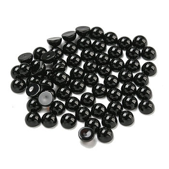 Natural Black Onyx(Dyed & Heated) Cabochons, Half Round, 4x2~2.5mm