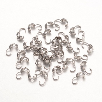 Tarnish Resistant 316 Surgical Stainless Steel Bead Tips, Calotte Ends, Clamshell Knot Cover, Stainless Steel Color, 9x4mm