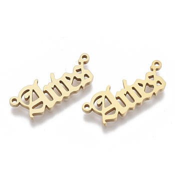 201 Stainless Steel Links connectors, Laser Cut Links, Constellations, Aries, 25x9x1.5mm, Hole: 1.2mm