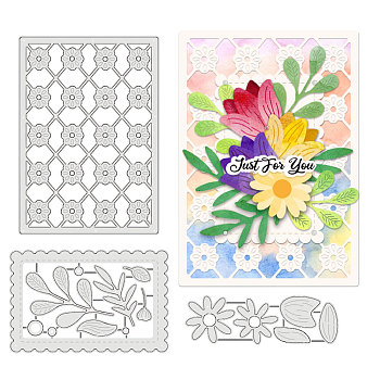 Flower Carbon Steel Cutting Dies Stencils, for DIY Scrapbooking, Photo Album, Decorative Embossing Paper Card, Stainless Steel Color, Mixed Shapes, 112~145x36~103x0.8mm, 3pcs/set