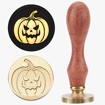 Halloween Wax Seal Stamp Set, Sealing Wax Stamp Solid Brass Head with Wood Handle, for Envelopes Invitations, Gift Card, Pumpkin, 83x22mm, Stamps: 25x14.5mm