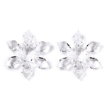 Transparent Acrylic Connector Charms, Snowflake, Clear, 28.5x25x6.5mm, Hole: 1.8mm, about 430pcs/500g