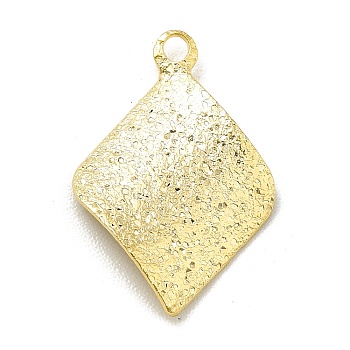 Brass Pendants, Long-Lasting Plated, Cadmium Free & Lead Free, Rhombus, Real 24K Gold Plated, 16.5x11x0.7mm, Hole: 1.2mm