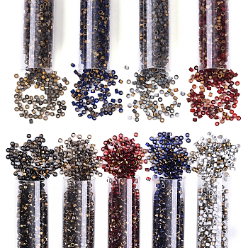 90G 9 Colors Baking Paint Glass Seed Beads, Cylinder, Mixed Color, 2.5x1.8mm, Hole: 1.6mm, 10g/color