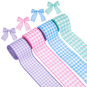 4 Rolls 4 Colors  Polyester Ribbon, Clothes Accessories, Easter Themes, Mixed Color, 2-1/2 inch(63~64mm), 1 roll/color