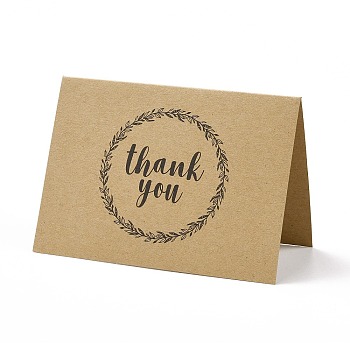 Kraft Paper Thank You Greeting Cards, Rectangle with Word Pattern, for Thanksgiving Day, BurlyWood, 72x100x1mm