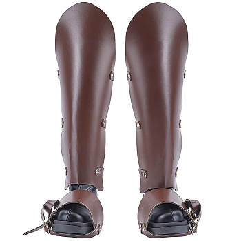 Imitation Leather Boot Cover, Leg Guards, Renaissance Medieval Viking Costume Accessories, Coconut Brown, 430x560x2.5mm