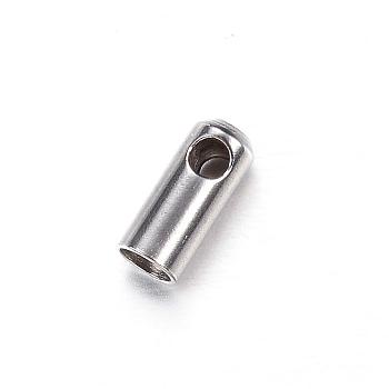 202 Stainless Steel Cord Ends, Stainless Steel Color, 7.5x3mm, Hole: 2mm, Inner Diameter: 2.5mm