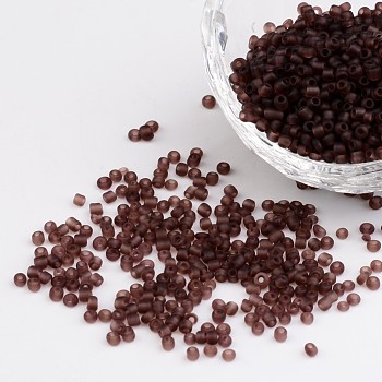 Glass Seed Beads, Frosted Colors, Round, Rosy Brown, Size: about 2mm in diameter, hole:1mm, about 6666pcs/100g