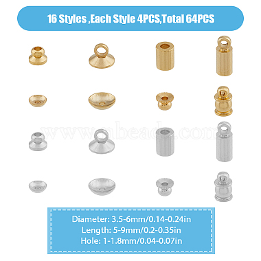 64Pcs 16 Style Brass Cord Ends & End Caps(KK-FH0006-75)-2